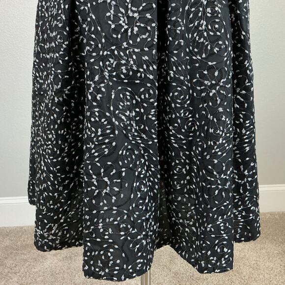 JS Collections Sequin Midi Fit and Flare 3/4 Sleeve Cocktail Dress Black Size 12 - Picture 8 of 13